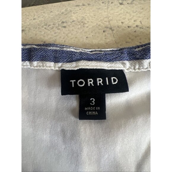Torrid Dress Women’s Plus 3X Blue White Striped Long Sleeve Drawstring Pockets - Picture 4 of 11